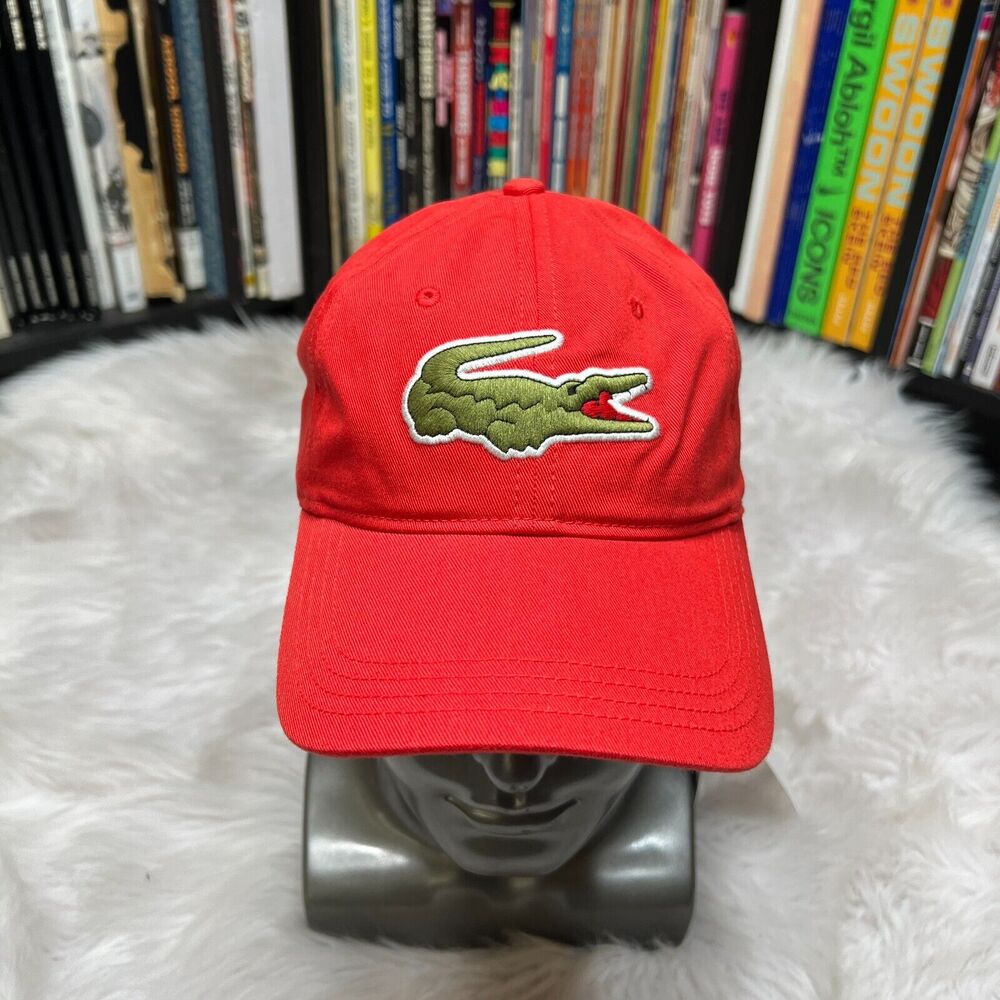 LACOSTE BIG CROC DAD HAT / LACOSTE HAT LIGHT RED